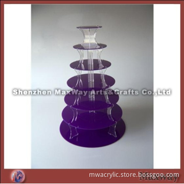 Purple Round Promotional Acrylic 7 Tiers Tower Wedding Party Cup Cake Display Stand Rack